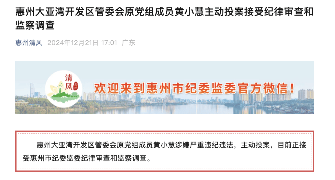 退休一个月主动投案<strong></p>
<p>IMMEX</strong>！惠州黄小慧被查